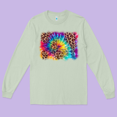 Leopard Tie Dye Background Long Sleeve Tee Designed By Zillion Design Studio