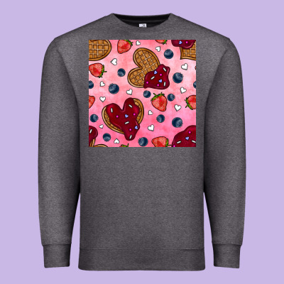 Valentines Day Waffles Seamless Pattern Premium Sweatshirt Designed By Bundleandbundleshop