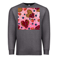 Charcoal Heather valentines day waffles seamless pattern Premium Sweatshirt - BundleAndBundleShop