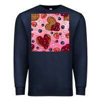 Navy valentines day waffles seamless pattern Premium Sweatshirt - BundleAndBundleShop