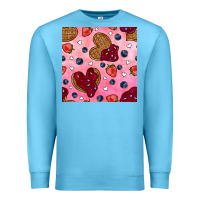 Ocean Blue valentines day waffles seamless pattern Premium Sweatshirt - BundleAndBundleShop