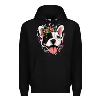 Black french bulldog floral Premium Hoodie - Jasminsmagicworld