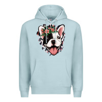 Blue Mist french bulldog floral Premium Hoodie - Jasminsmagicworld