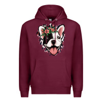 Burgundy french bulldog floral Premium Hoodie - Jasminsmagicworld