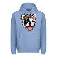Colony Blue french bulldog floral Premium Hoodie - Jasminsmagicworld