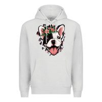 Dove Grey french bulldog floral Premium Hoodie - Jasminsmagicworld