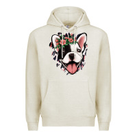 Oatmeal Heather french bulldog floral Premium Hoodie - Jasminsmagicworld