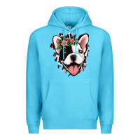 Ocean Blue french bulldog floral Premium Hoodie - Jasminsmagicworld