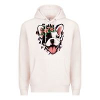Pale Pink french bulldog floral Premium Hoodie - Jasminsmagicworld