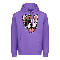 Purple french bulldog floral Premium Hoodie - Jasminsmagicworld