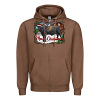 Chestnut merry christmas black angus bull and farm Zipper Hoodie - RanaPortraitStore