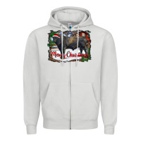 Dove Grey merry christmas black angus bull and farm Zipper Hoodie - RanaPortraitStore