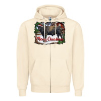 Sandshell merry christmas black angus bull and farm Zipper Hoodie - RanaPortraitStore