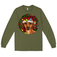Army Green Christmas Dachshund Long Sleeve Tee - RanaPortraitStore