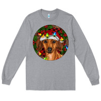 Heather Grey Christmas Dachshund Long Sleeve Tee - RanaPortraitStore