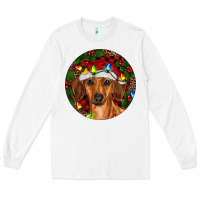 White Christmas Dachshund Long Sleeve Tee - RanaPortraitStore