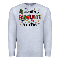 Heather Grey santas favourite teacher Premium Sweatshirt - AdoDesignShop
