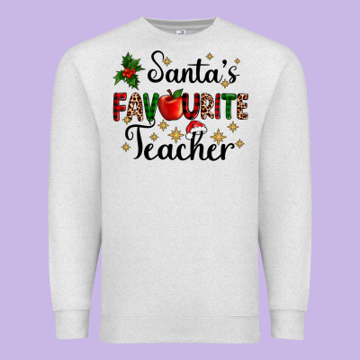 Santas Favourite Teacher Premium Sweatshirt Designed By Adodesignshop