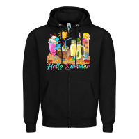 Black hello summer drinks Zipper Hoodie - texasbilliewilder
