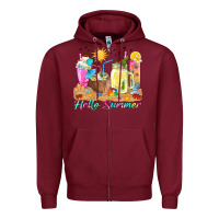 Burgundy hello summer drinks Zipper Hoodie - texasbilliewilder