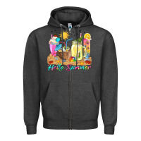 Charcoal Heather hello summer drinks Zipper Hoodie - texasbilliewilder