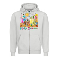 Dove Grey hello summer drinks Zipper Hoodie - texasbilliewilder