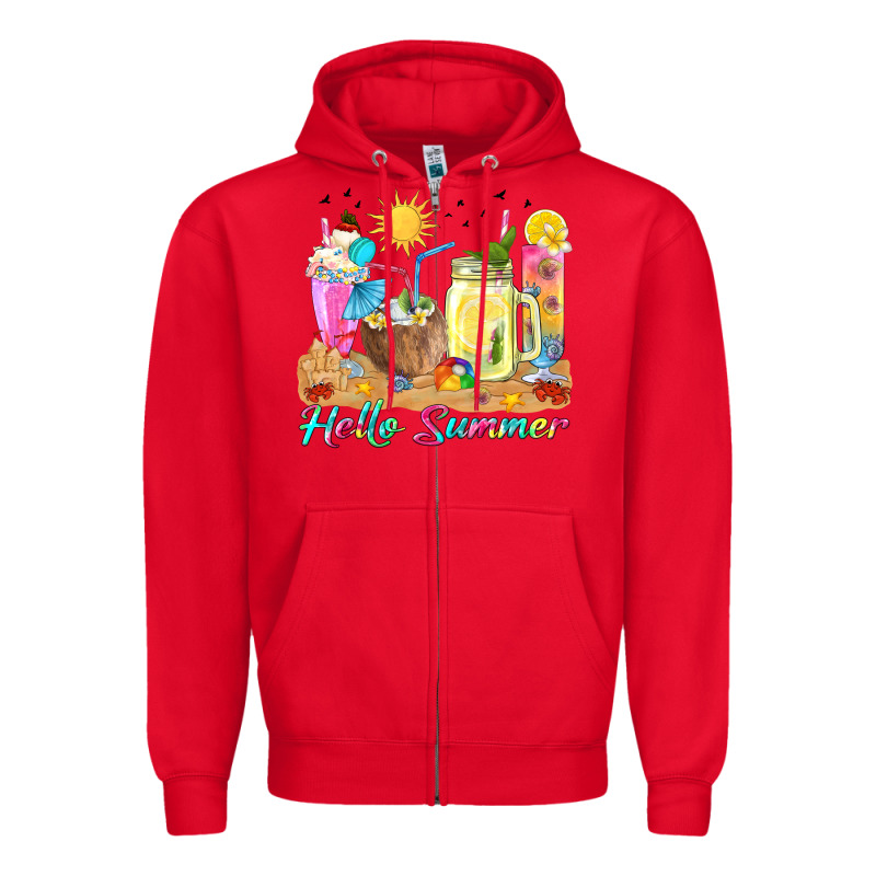 Hello Summer Drinks Zipper Hoodie by texasbilliewilder | Teevron