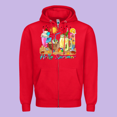 Hello Summer Drinks Zipper Hoodie Designed By Texasbilliewilder
