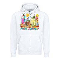 White hello summer drinks Zipper Hoodie - texasbilliewilder