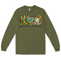 Army Green peace love st. bernard Long Sleeve Tee - texasbilliewilder