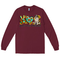 Burgundy peace love st. bernard Long Sleeve Tee - texasbilliewilder