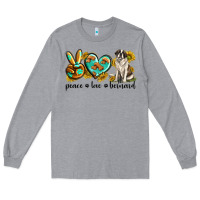 Heather Grey peace love st. bernard Long Sleeve Tee - texasbilliewilder