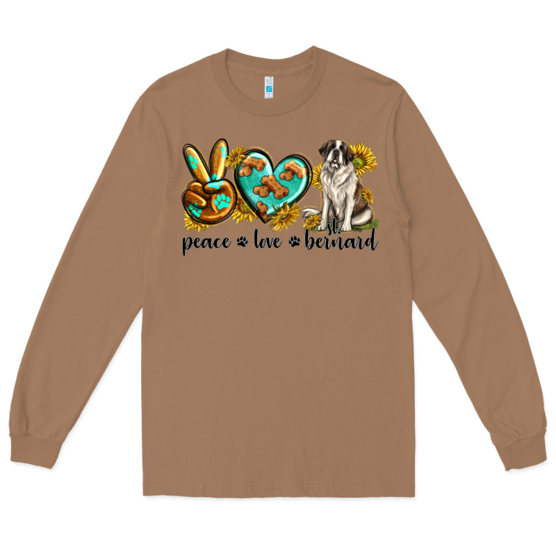 Peace Love St. Bernard Long Sleeve Tee by texasbilliewilder | Teevron