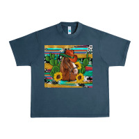 Midnight Navy western horse cowboy hat cactus sunflowers glitter cowhide serape turq Urban Heavy Tee - Artiststas