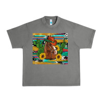 Western Horse Cowboy Hat Cactus Sunflowers Glitter Cowhide Serape Turq Urban Heavy Tee | Teevron