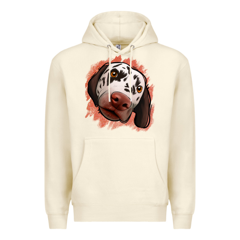 Dalmatians Peach Glitter Background Premium Hoodie by Jasminsmagicworld | Teevron