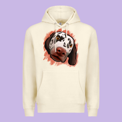 Dalmatians Peach Glitter Background Premium Hoodie Designed By Jasminsmagicworld