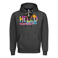 Charcoal Heather hello summer Zipper Hoodie - texasbilliewilder