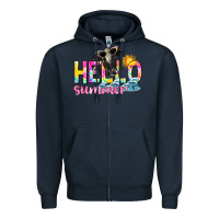 Navy hello summer Zipper Hoodie - texasbilliewilder