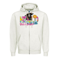 Oatmeal Heather hello summer Zipper Hoodie - texasbilliewilder