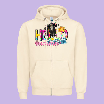 Hello Summer Zipper Hoodie Designed By Texasbilliewilder
