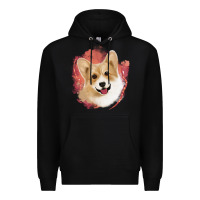 Black corgi peach watercolor background Premium Hoodie - Jasminsmagicworld