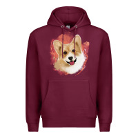 Burgundy corgi peach watercolor background Premium Hoodie - Jasminsmagicworld