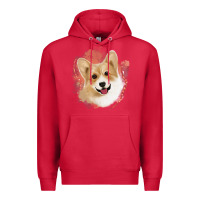 Cardinal corgi peach watercolor background Premium Hoodie - Jasminsmagicworld