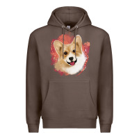 Coffee corgi peach watercolor background Premium Hoodie - Jasminsmagicworld