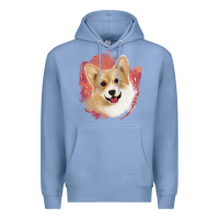 Colony Blue corgi peach watercolor background Premium Hoodie - Jasminsmagicworld