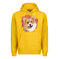 Lemon corgi peach watercolor background Premium Hoodie - Jasminsmagicworld