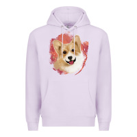 Lilac corgi peach watercolor background Premium Hoodie - Jasminsmagicworld