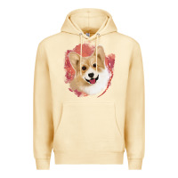 Pina Colada corgi peach watercolor background Premium Hoodie - Jasminsmagicworld