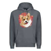 Corgi Peach Watercolor Background Premium Hoodie | Teevron